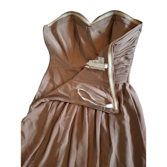 Bill Levkoff Cream Brown Strapless Cocktail Dress Size 4 - Picture 5 of 6